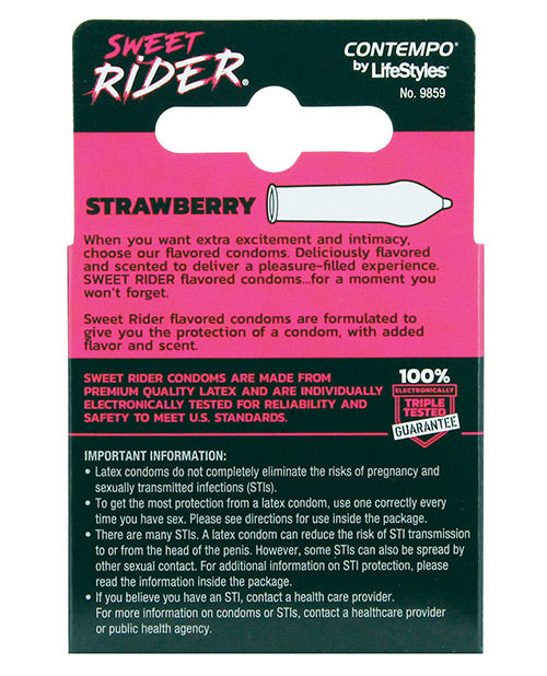 Contempo Sweet Rider Condoms - Strawberry Pack Of 3