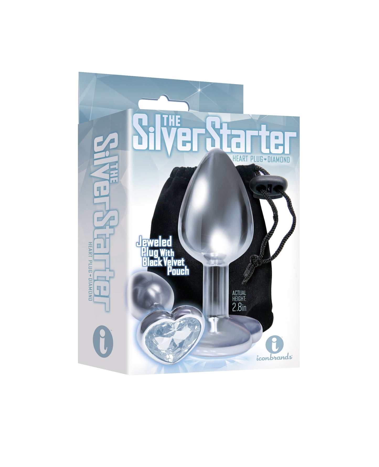 The 9's the Silver Starter Heart Bejeweled Stainless Steel Plug