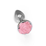The 9's the Silver Starter Rose Floral Stainless Steel Butt Plug - Rose