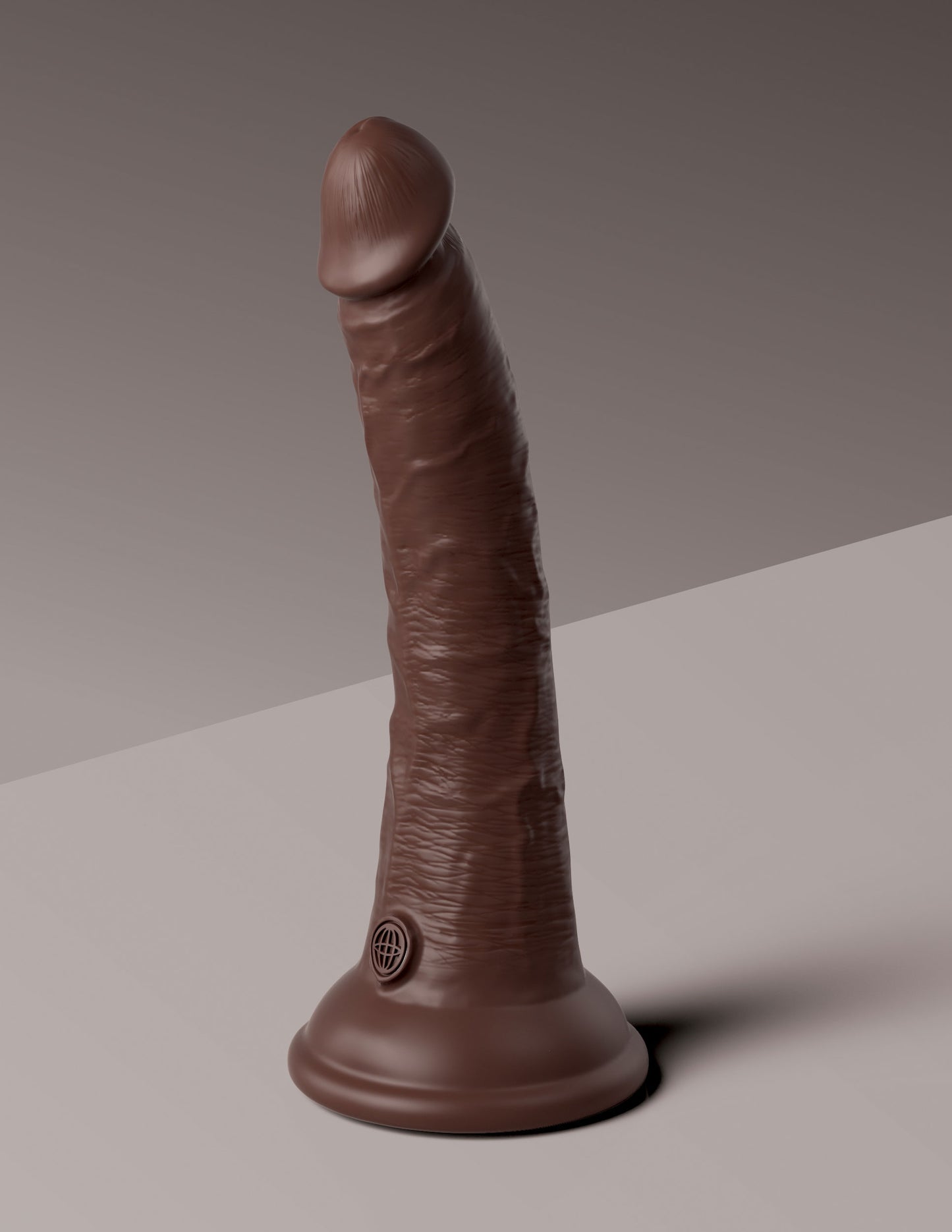 King Cock Elite 7 Inch Vibrating Silicone Dual  Silicone Dual Density Cock With Remote - Brown