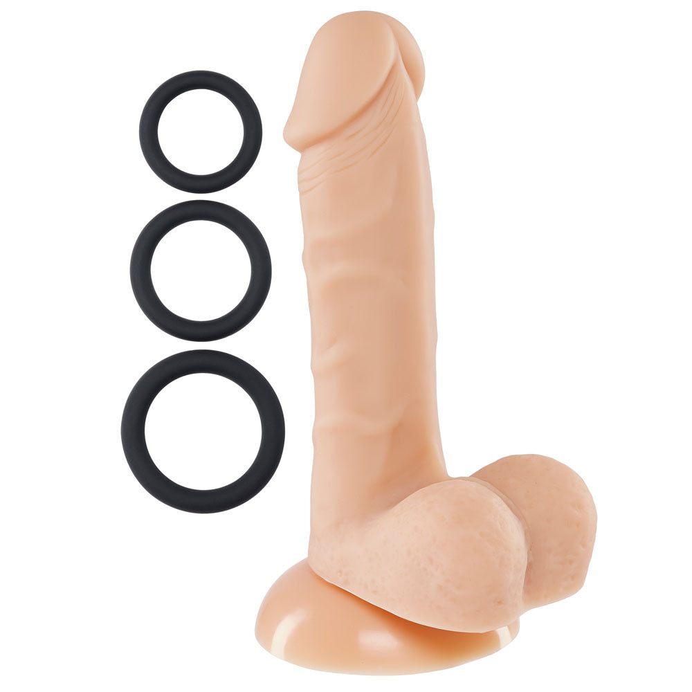 Pro Sensual Premium Silicone 6 Inch Dong With 3 Cockrings