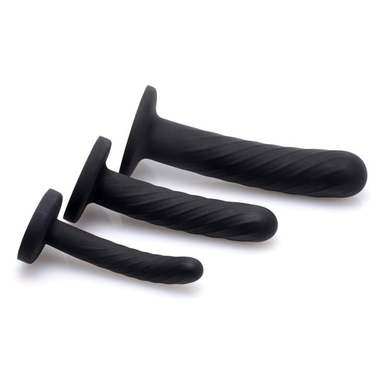 Trinity Strap-on Silicone 3 Piece Dildo Set – Black